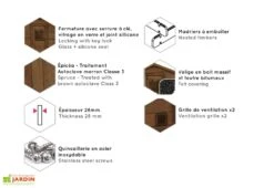 Abri De Jardin En Bois Traité Nicia – 3,7 M² -Garanta Jardin Magasin abri de jardin bois nicia caract