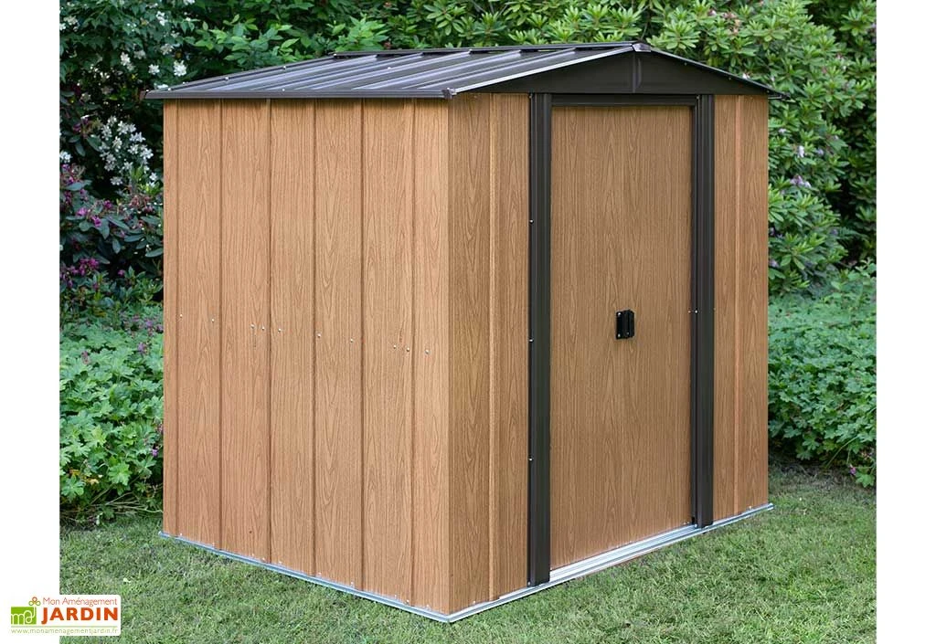 Abri De Jardin En Acier Galvanisé Imitation Bois Woodlake - 2,93 M² 3 Abri De Jardin En Acier Galvanisé Imitation Bois Woodlake - 2,93 M²