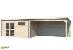 Abri De Jardin + Auvent En Bois D’épicéa Brut 22,9 M² -Garanta Jardin Magasin abri jardin auvent bois brut