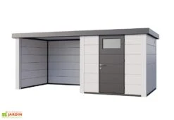 Abri De Jardin En Métal Avec Auvent Lounge – 12,5 M² -Garanta Jardin Magasin abri jardin auvent gauche lounge blanc