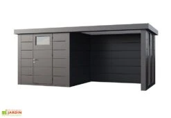 Abri De Jardin En Métal Avec Auvent Vitré Lounge – 12,5 M² -Garanta Jardin Magasin abri jardin auvent vitre droite anthracite