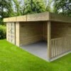 Solid Abri De Jardin Bois 28 Mm Avec Auvent 19,88 M² - Arhus 28 Mm -Garanta Jardin Magasin abri jardin bois arhus