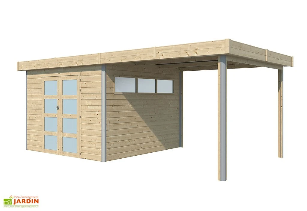 Abri De Jardin En Bois D’épicéa Brut Avec Auvent - 20,1 M² 3 Abri De Jardin En Bois D’épicéa Brut Avec Auvent - 20,1 M²