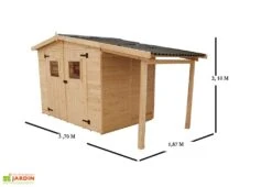 Abri De Jardin Bois Eden + Bûcher (336x160) -Garanta Jardin Magasin abri jardin bois bucher 370cm