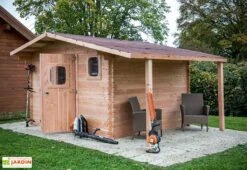 Abri De Jardin En Bois Douglas 28 Mm + Bûcher – 17,20 M² : 3,51 X 4,90 M -Garanta Jardin Magasin abri jardin bois douglas bucher 28mm 17m2 dommar habrita
