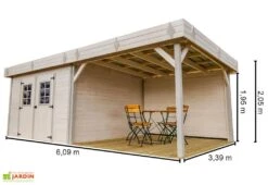 Abri De Jardin En Bois D’épicéa Brut Avec Auvent 20 M² -Garanta Jardin Magasin abri jardin bois epicea brut avec auvent 20 m 1