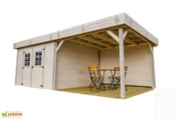 Abri De Jardin En Bois D’épicéa Brut Avec Auvent 20 M² -Garanta Jardin Magasin abri jardin bois epicea brut avec auvent 20 m 2 1