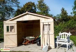 Abri De Jardin En Bois D’Épicéa Brut Habrita 9 M² -Garanta Jardin Magasin abri jardin bois epicea brut habrita 9m 2