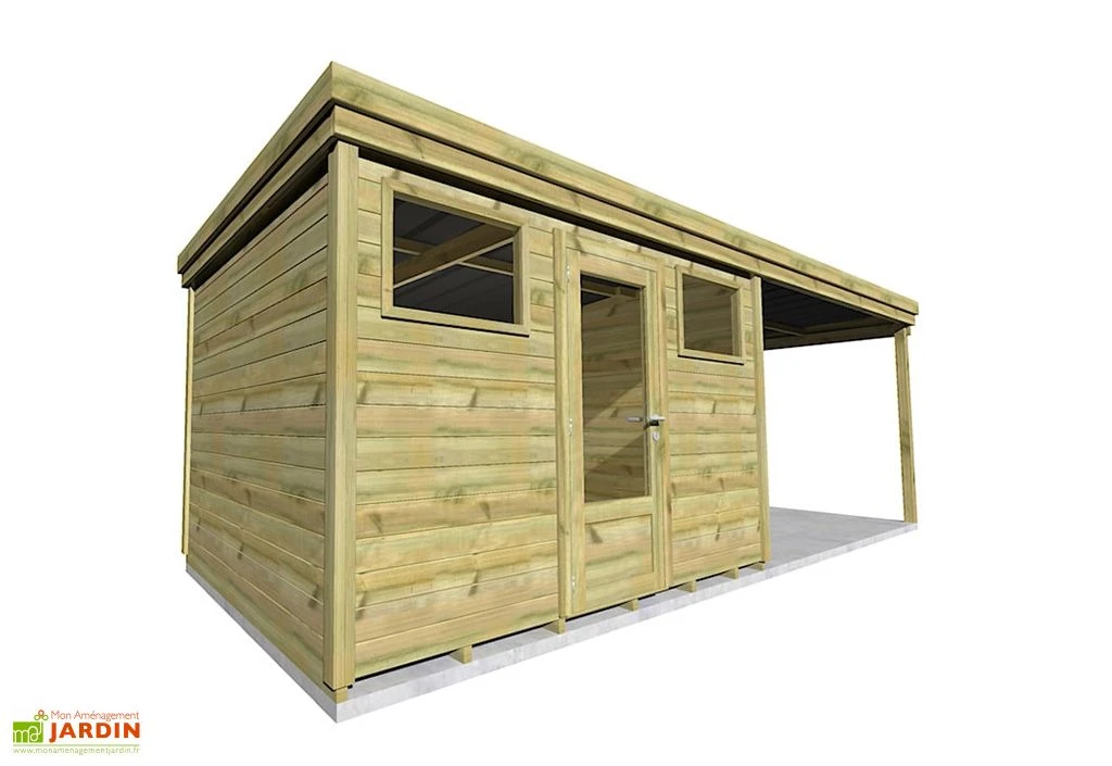 Abri De Jardin En Bois De Pin Traité Avec Auvent Et Plancher – 20,5 M² 3 Abri De Jardin En Bois De Pin Traité Avec Auvent Et Plancher – 20,5 M²