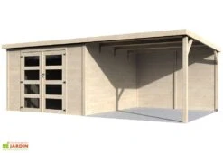 Abri De Jardin En Bois De Sapin Brut Avec Auvent Délices 17,4 M² -Garanta Jardin Magasin abri jardin bois sapin brut auvent delices 174m 1