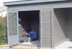 Abri De Jardin Composite Toit Plat + Auvent – Actual 6 X 3 M Gris Anthracite -Garanta Jardin Magasin abri jardin composite actual 6x3m 1