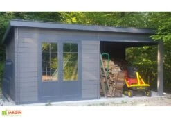 Abri De Jardin Composite Toit Plat + Auvent – Actual 6 X 3 M Gris Anthracite -Garanta Jardin Magasin abri jardin composite actual 6x3m 5