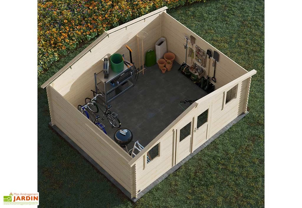 Abri De Jardin En Bois D'épicéa De 19,8 M² Ep. 28 Mm - Juno 5 Abri De Jardin En Bois D'épicéa De 19,8 M² Ep. 28 Mm - Juno – Image 3