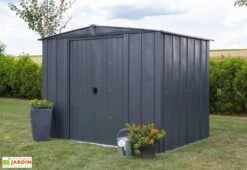 Abri De Jardin En Métal Gris Spacemaker Acier Galvanisé – 4,5 M² -Garanta Jardin Magasin abri jardin metal spacemaker gris acier galvanise 250cm 1