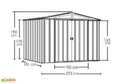 Abri De Jardin En Métal Gris Spacemaker Acier Galvanisé – 4,5 M² -Garanta Jardin Magasin abri jardin metal spacemaker gris acier galvanise 250cm 3