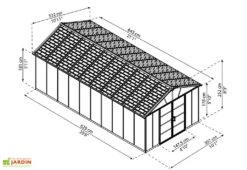 Abri De Jardin En Polycarbonate Et Aluminium Yukon 20 M² - Gris -Garanta Jardin Magasin abri jardin polycarbonate gris yukon palram 21m2 643x332cm 1