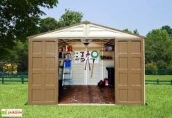 Abri De Jardin En PVC Duramax Beige 10 M² – Woodstyle Premium 10 X 10 -Garanta Jardin Magasin abri jardin pvc duramax woodstyle premium 10x10 10m2