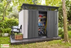 Keter Abri De Jardin PVC Brossium 97 Avec Toit En Monopente -Garanta Jardin Magasin abri jardin rangement resine brossium monopente 97 6m2 anti uv ventilation double porte 1