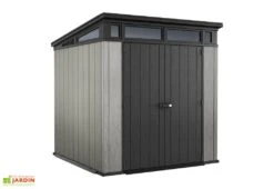 Keter Abri De Jardin PVC Brossium Monopente 77 (216 X 216) -Garanta Jardin Magasin abri jardin resine brossium monopente gris aspect bois 5m 2