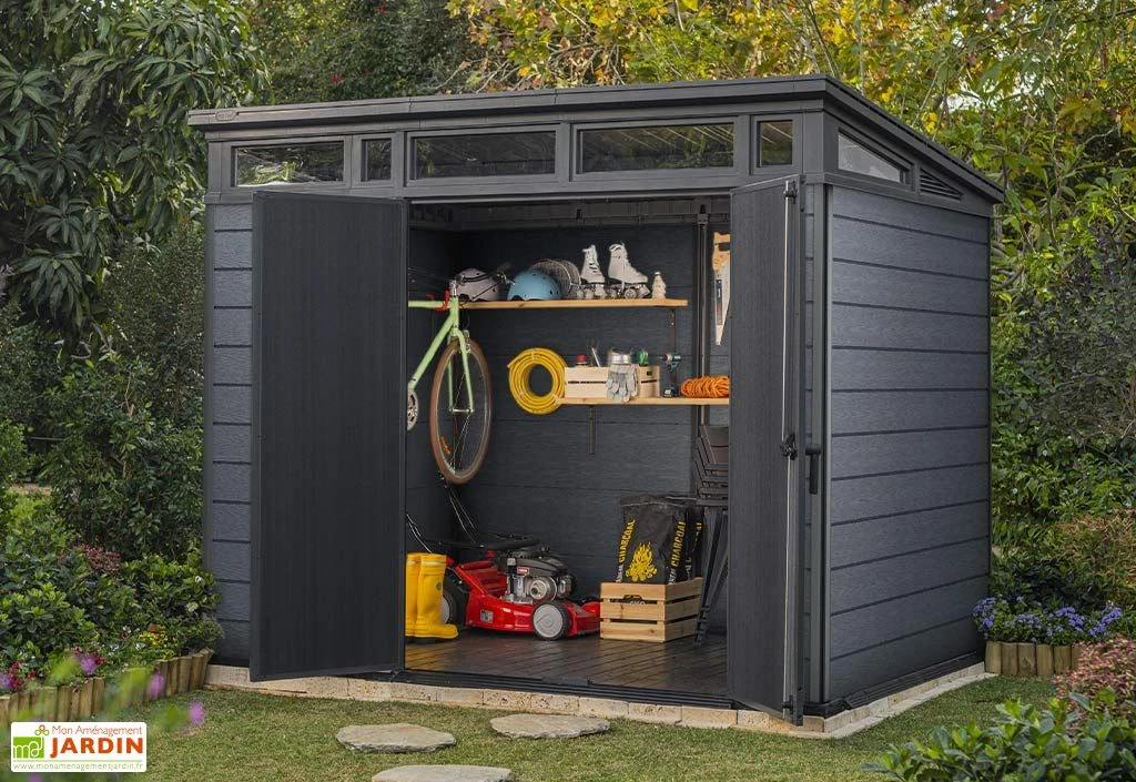 Abri De Jardin En Résine Keter 6 M² Monopente Anthracite – Cortina 97 4 Abri De Jardin En Résine Keter 6 M² Monopente Anthracite – Cortina 97 – Image 2