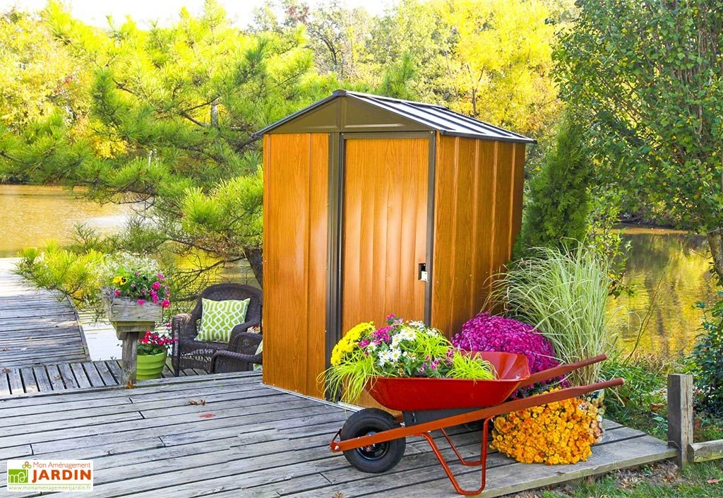 Abri De Jardin En Acier Galvanisé Imitation Bois Woodlake – 1,84 M² 3 Abri De Jardin En Acier Galvanisé Imitation Bois Woodlake – 1,84 M²