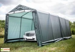 Abri De Jardin En Toile Renforcée Avec Porte Amovible - 305 X 610 Cm -Garanta Jardin Magasin abri jardin toile polyethylene structure acier epoxy 305x610x244cm grande porte bache impermeable indechirable 1