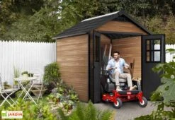 Abri De Jardin Keter En Résine Aspect Bois 5 M² Woodium 757 -Garanta Jardin Magasin abri jardin woodium 757 pvc 5m2 aspect bois etanche anti uv 228x223 5x252cm 1