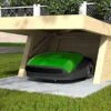Abri Pour Robot Tondeuse En Bois D’Épicéa Brut Toit Relevable -Garanta Jardin Magasin abri robot tondeuse bois weka