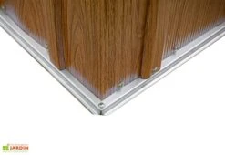 Abri De Jardin En Acier Galvanisé Imitation Bois Woodlake – 11,5 M² -Garanta Jardin Magasin angle structure abri metal effet bois