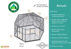 Serre De Jardin En Aluminium, Verre Et Polycarbonate Halls Atrium 9 M² -Garanta Jardin Magasin avantages serre jardin aluminium verre polycarbonate atrium halls 1