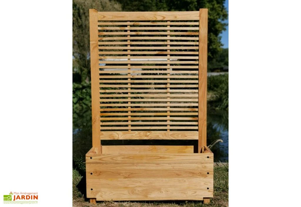 Bac à Fleurs Avec Treillis En Bois De Châtaignier Lasuré – Persienne 3 Bac à Fleurs Avec Treillis En Bois De Châtaignier Lasuré – Persienne