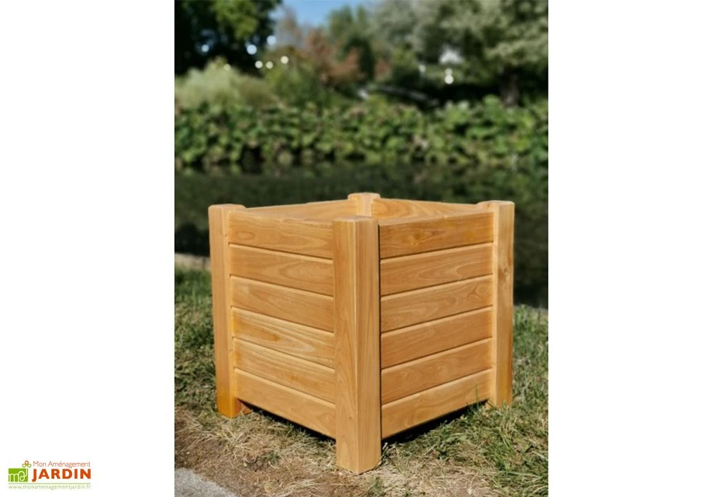 Bac à Fleurs Carré Sur Pieds En Bois De Châtaignier Lasuré - Garden 3 Bac à Fleurs Carré Sur Pieds En Bois De Châtaignier Lasuré - Garden