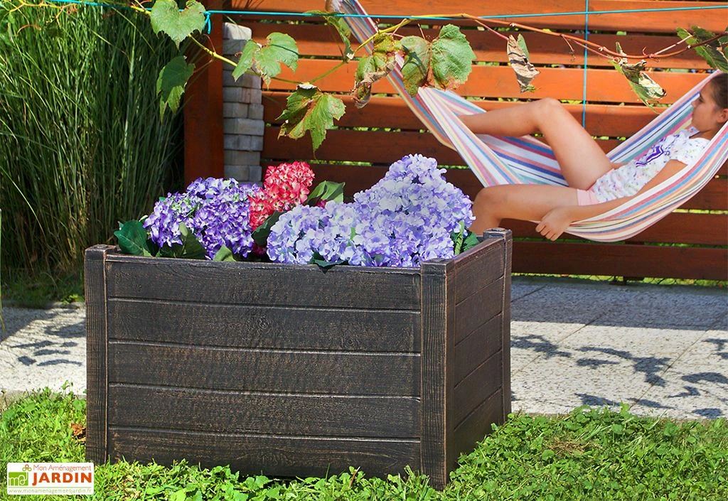 Roto Bac à Fleurs Teak L (60x30x30cm) 4 Roto Bac à Fleurs Teak L (60x30x30cm) – Image 2