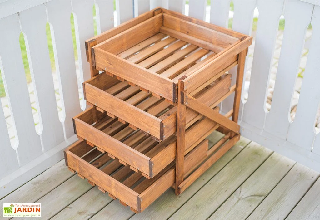 Légumier En Bois Autoclave Brun 4 Tiroirs - 50 X 54 X 60 Cm 4 Légumier En Bois Autoclave Brun 4 Tiroirs - 50 X 54 X 60 Cm – Image 2