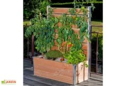 Bac Potager En Bois Douglas Et Aluminium 75 X 35 X 136 Cm