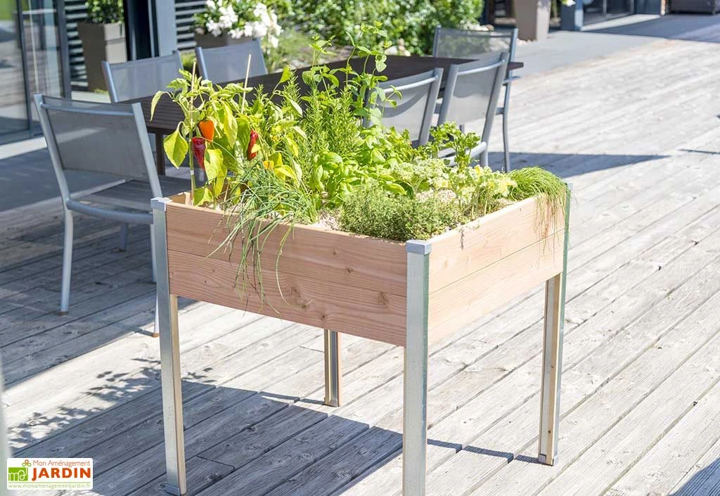 Bac Potager Sur Pieds En Bois Douglas Et Aluminium 65 X 60 X 80 Cm 3 Bac Potager Sur Pieds En Bois Douglas Et Aluminium 65 X 60 X 80 Cm