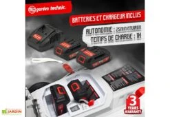 Tondeuse à Gazon Électrique Sans Fil + 2 Batteries 20V -Garanta Jardin Magasin batterie tondeuse sans fil 40v elem garden tde40v37 li2bf