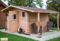 Abri De Jardin En Bois Douglas 28 Mm + Bûcher – 19,65 M² : 4,01 X 4,90 M -Garanta Jardin Magasin cabane jardin bois douglas bucher 28mm 20m2 dommar habrita