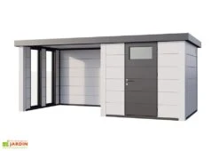 Abri De Jardin En Métal Avec Auvent Vitré Lounge – 12,5 M² -Garanta Jardin Magasin cabanon jardin auvent vitre gauche blanc