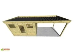 Abri De Jardin En Bois De Pin Traité Avec Auvent Et Plancher – 20,5 M² 8 Abri De Jardin En Bois De Pin Traité Avec Auvent Et Plancher – 20,5 M² -Garanta Jardin Magasin cabanon jardin bois avec auvent