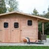 Abri De Jardin En Bois Douglas 28 Mm + Bûcher – 19,65 M² : 4,01 X 4,90 M -Garanta Jardin Magasin cabanon jardin bois douglas bucher 28mm 20m2 dommar habrita