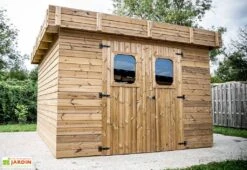 Abri De Jardin En Bois D’épicéa Traité Toit Bac Acier Thizy – 9 M² -Garanta Jardin Magasin cabanon jardin bois toit plat thizy