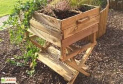 Solid Carré Potager En Bois Autoclave Sur Pieds Réglable 80 X 60 Cm -Garanta Jardin Magasin carre potager bois autoclave pieds reglables 80x60cm 2