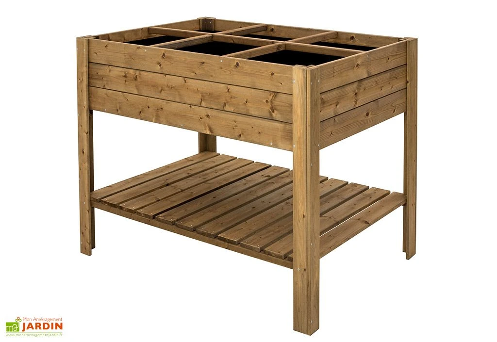 Carré Potager En Bois Autoclave Sur Pieds 120 X 80 Cm H. 88 Cm - Ventspils 3 Carré Potager En Bois Autoclave Sur Pieds 120 X 80 Cm H. 88 Cm - Ventspils