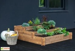 Carré Potager 3 étages En Bois Autoclave Brun – 120 X 120 X 40 Cm -Garanta Jardin Magasin carre potager bois 1