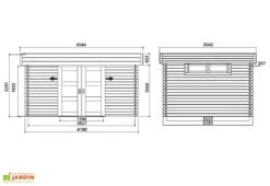 Solid Abri De Jardin En Bois Brut Viborg 40 Mm - 14 M² Avec Toit Plat -Garanta Jardin Magasin chalet jardin viborg bois epicea fsc pefc toit plat porte coulissante surface 13m2 1