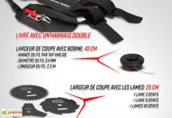 Débroussailleuse Thermique 52 CC + 3 Lames -Garanta Jardin Magasin debrousailleuse thermique lames 25cm bobines 43cm