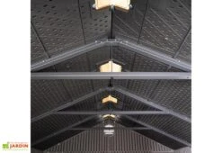 Lifetime Abri De Jardin En Résine Effet Bois – 7,11 M² -Garanta Jardin Magasin details charpente cabane jardin resine