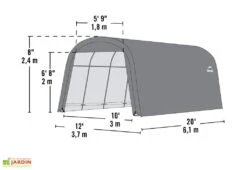 Abri Voiture En Toile : Polyéthylène Gris 610 X 370 Cm – 22,57 M² -Garanta Jardin Magasin dimensions abri voiture toile gris shelter logic 6x4m