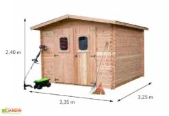 Abri De Jardin En Bois Douglas 28 Mm – 10,89 M² : 3,25 X 3,35 M -Garanta Jardin Magasin dimensions cabane jardin bois douglas 28mm 10m2 dommar habrita
